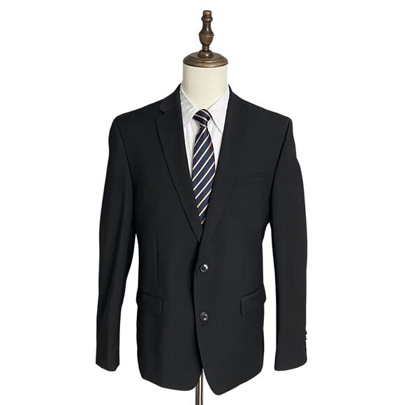 Bar III Suit Jacket Men's 42 Regular Slim Fit Wool Blend Solid Black NWOT